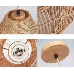 Nordisk Retro Taklampe Med Naturlig Papirsnor, Håndvevd Lampeskjerm