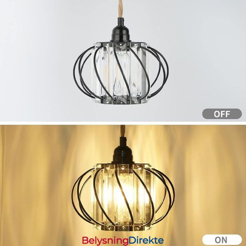 Retro Landlig Taklampe I Hamptau, Jern, Nattbordslampe Med Stikkontakt