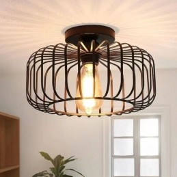 Enkel Innfelt Taklampe I Jern Med Fuglebur