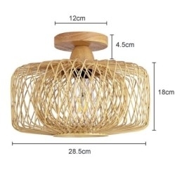 Retro Dobbeltlags Taklampe Håndvevd Bambus Lampeskjerm Taklampe