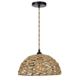 Landlig Retro Pendellampe Håndvevd Papirsnor Lampeskjerm 30 Cm