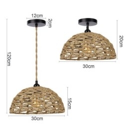 Landlig Retro Pendellampe Håndvevd Papirsnor Lampeskjerm 30 Cm