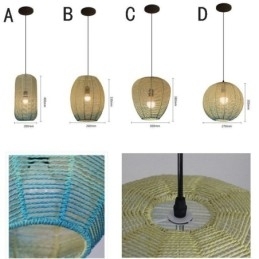 Papirsnor-Anhengslampe I Landlig Retro-Stil Med Gradientblå Taklampe