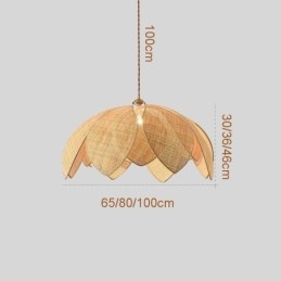 Rattan Lotus Pendellampe Kafé Retro Rattan Kunst Taklampe