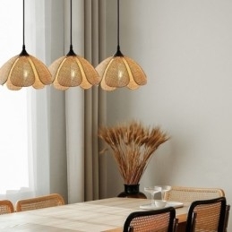 Rattan Pendellampe Retro Rotting Taklampe
