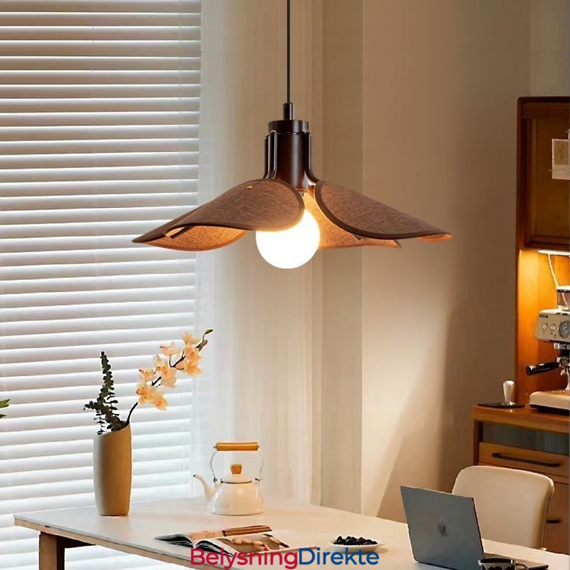 Nordisk Pendellampe I Wabi Sabi-Stil, Dekorativ Taklampe I Stoffskjerm