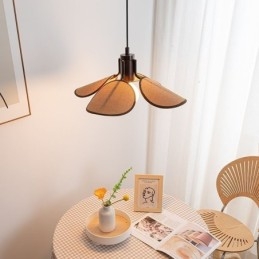 Nordisk Pendellampe I Wabi Sabi-Stil, Dekorativ Taklampe I Stoffskjerm