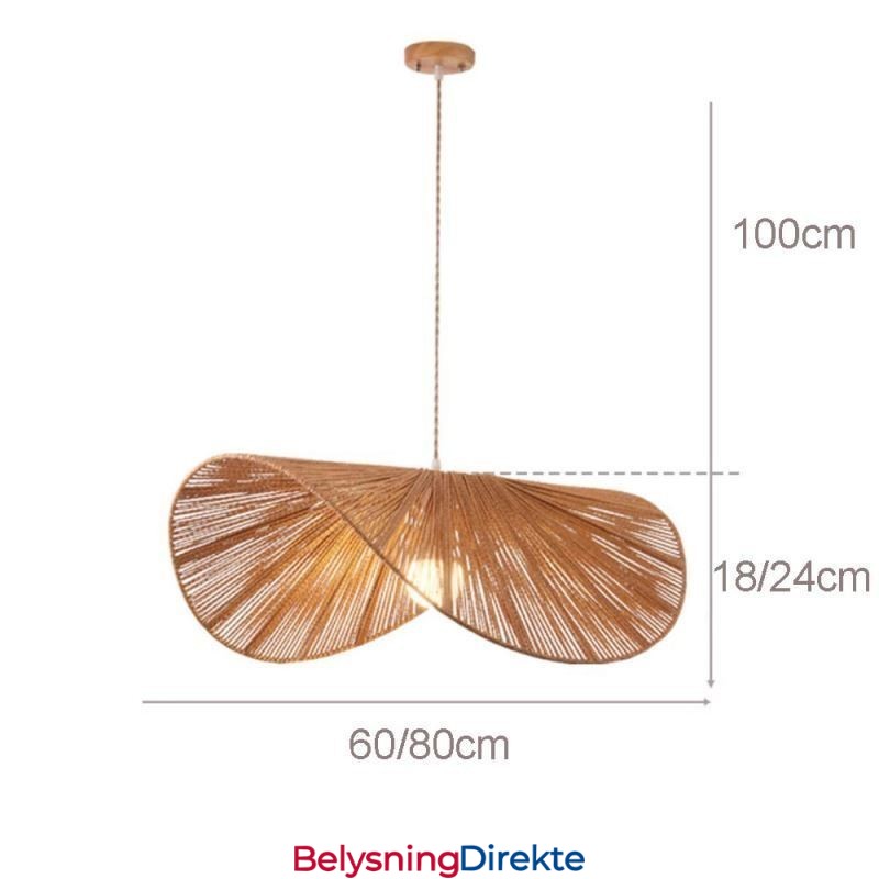 Retro Pendellampe Kreativ Wabi Sabi Stråhatt Taklampe Med Hamptau