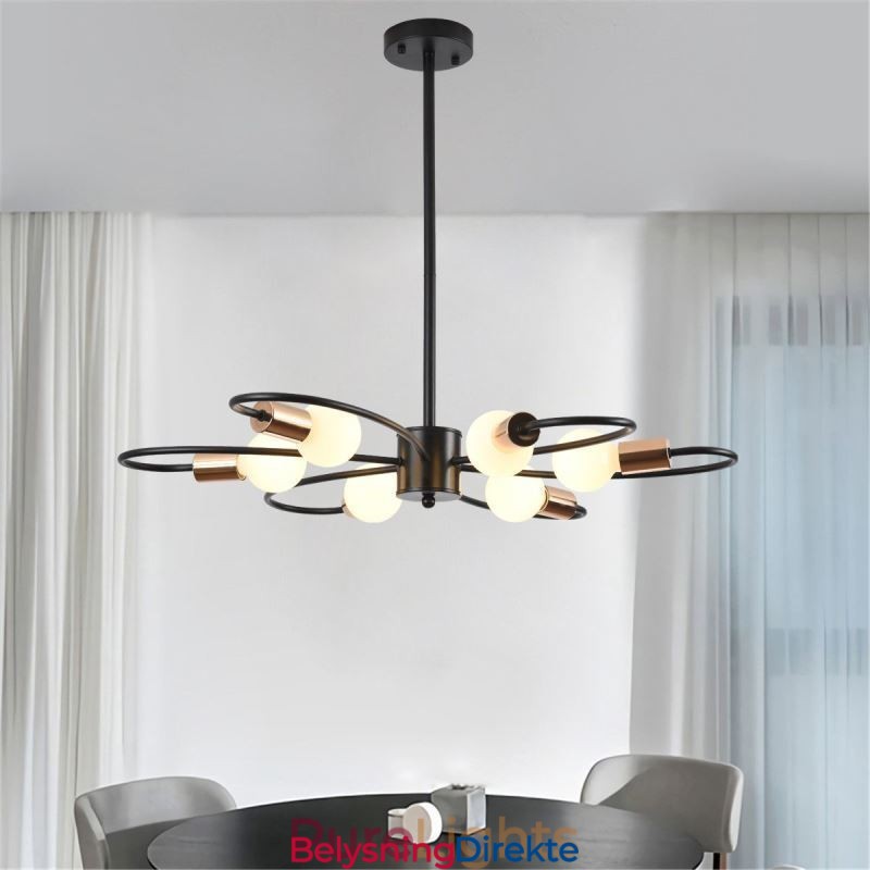 Rustikk Lysekrone Med 6 Lys, Klassisk Taklampe Med Kronblader