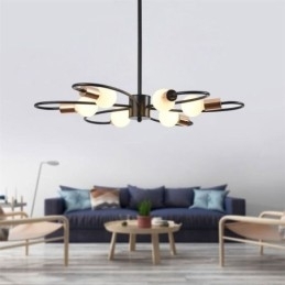 Rustikk Lysekrone Med 6 Lys, Klassisk Taklampe Med Kronblader