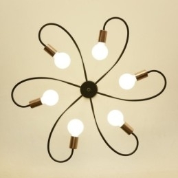 Rustikk Lysekrone Med 6 Lys, Klassisk Taklampe Med Kronblader
