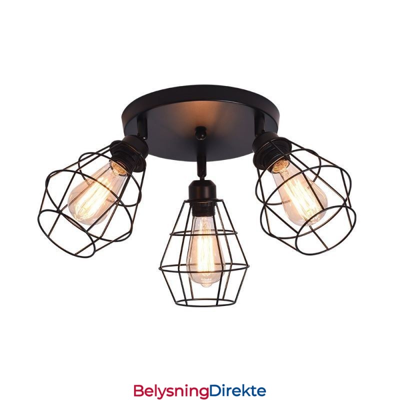 Industriell Taklampe Med Innfelt Tak Og 3 Lys