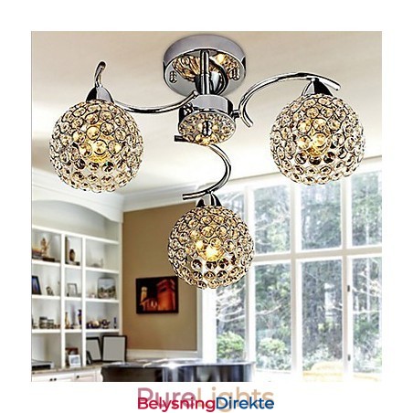 Moderne Samtids Krystall Galvanisert Metall Pendellampe Innfelt Montering
