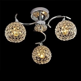 Moderne Samtids Krystall Galvanisert Metall Pendellampe Innfelt Montering