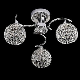 Moderne Samtids Krystall Galvanisert Metall Pendellampe Innfelt Montering