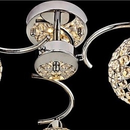 Moderne Samtids Krystall Galvanisert Metall Pendellampe Innfelt Montering