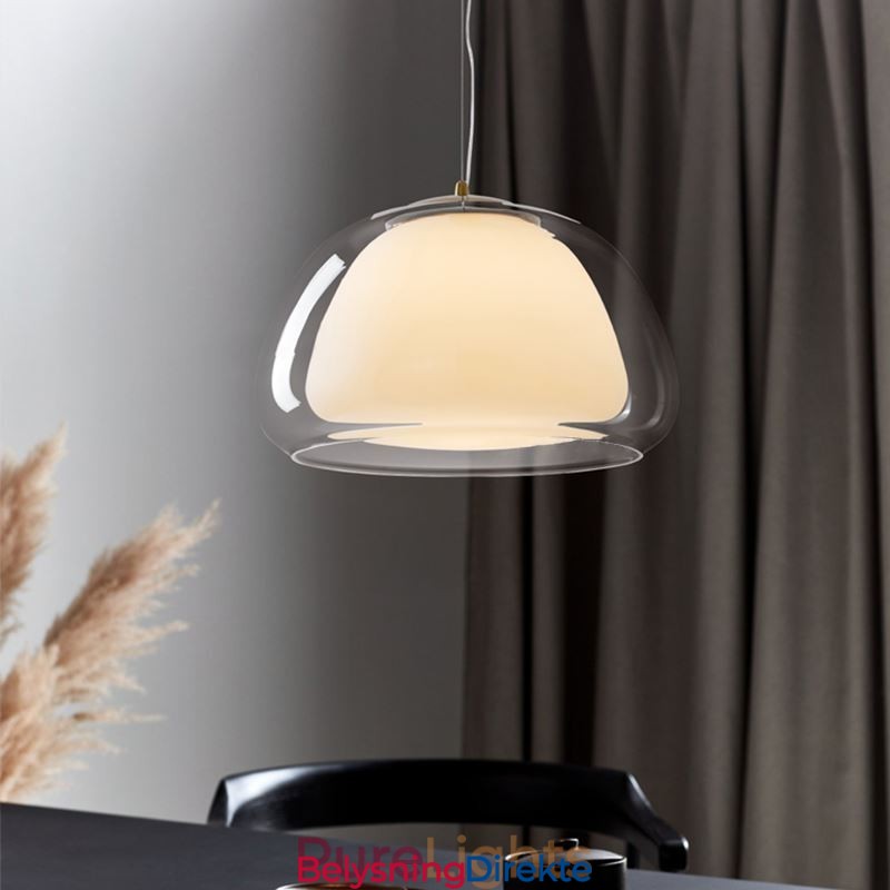 Moderne, Enkel Taklampe I Klart Glass Med Pudding