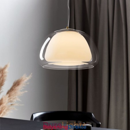 Moderne, Enkel Taklampe I Klart Glass Med Pudding