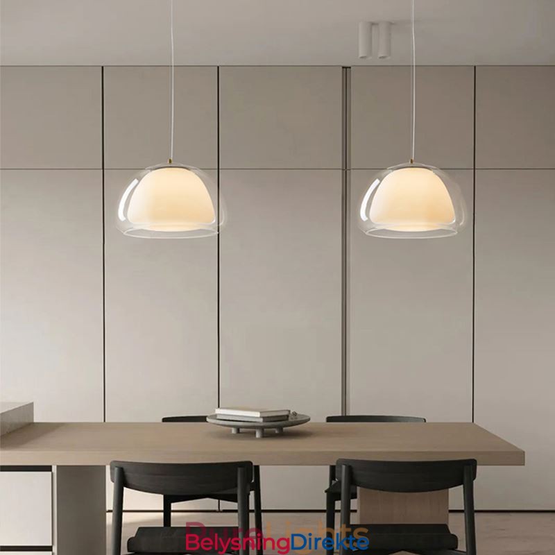Moderne, Enkel Taklampe I Klart Glass Med Pudding