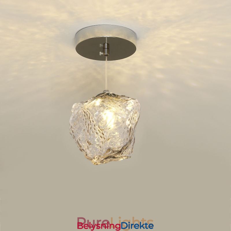 Glass Pendellampe Retro Dekorativ Lampe Isbitformet Lampeskjerm
