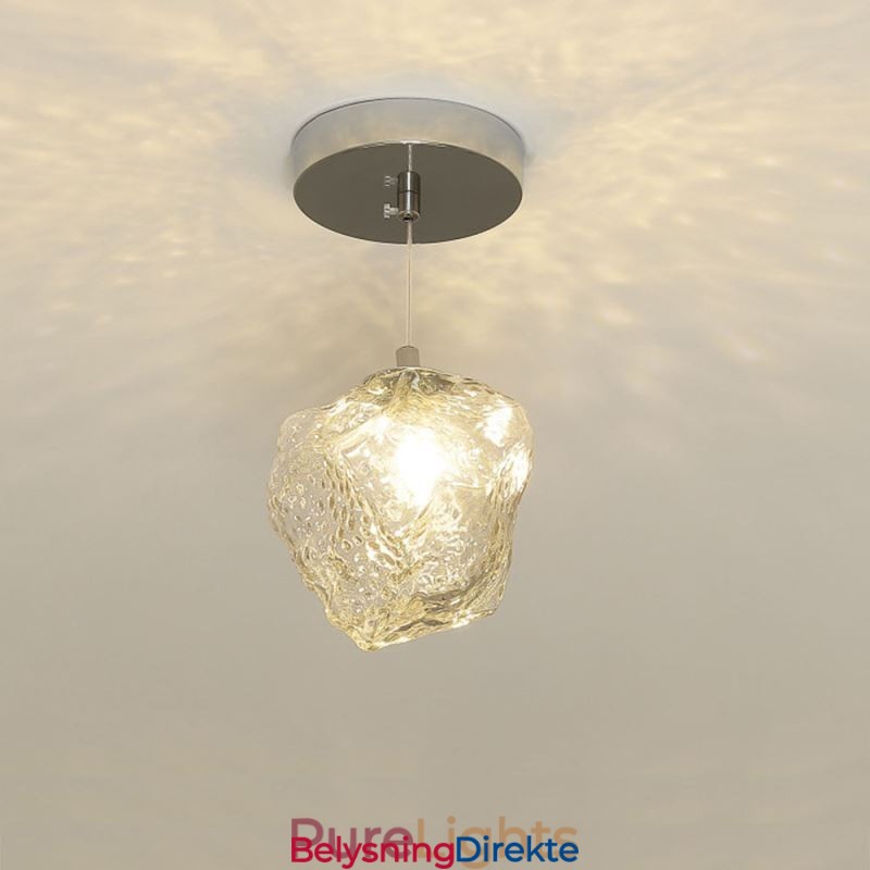 Glass Pendellampe Retro Dekorativ Lampe Isbitformet Lampeskjerm