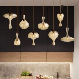 Nordisk Glass Pendellampe Med Ravskjerm Og Taklampe