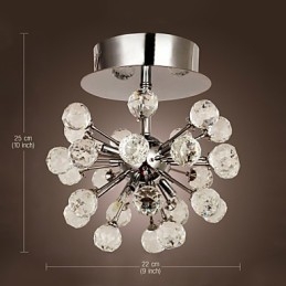 Moderne Samtids Krystall Mini-Style Krom Metall Lysekrone Innfelt Montering