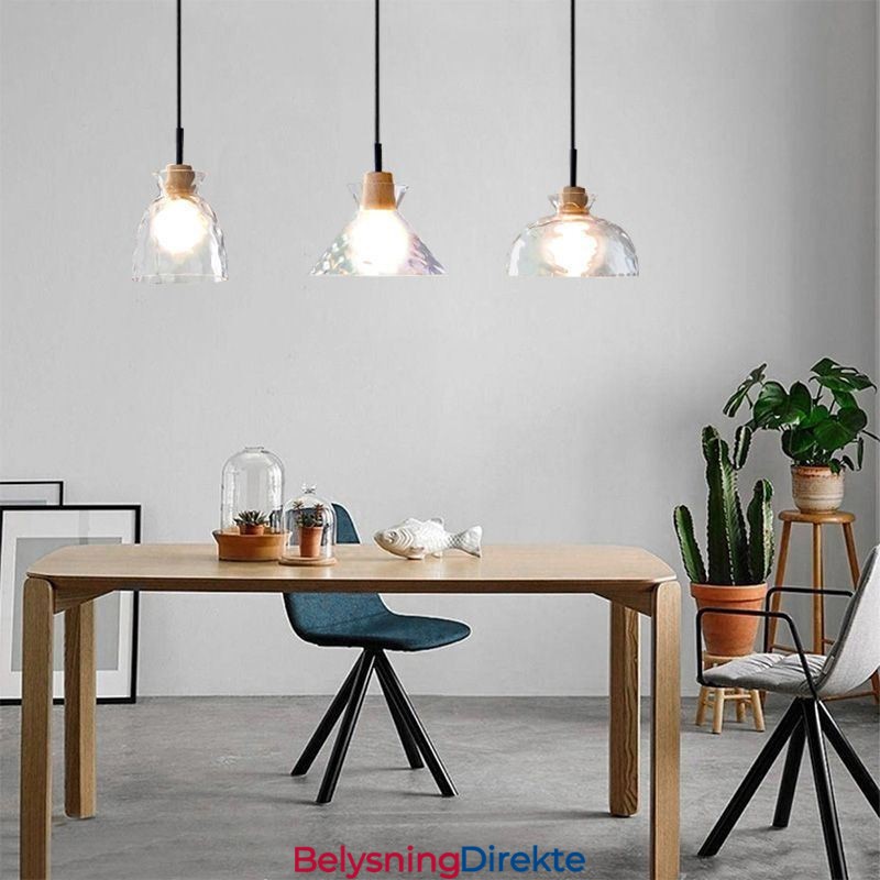 Moderne Enkel Pendellampe Vanngjennomtrengelig Glass 3 Taklamper Nattbordslampe