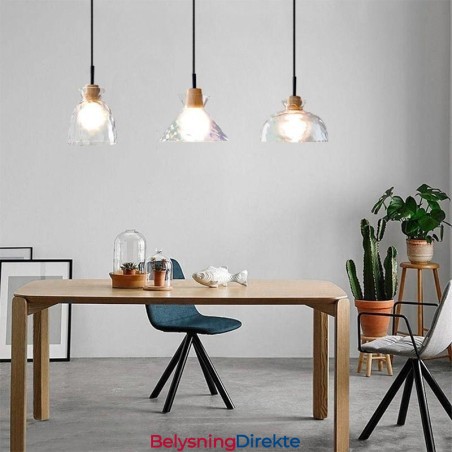 Moderne Enkel Pendellampe Vanngjennomtrengelig Glass 3 Taklamper Nattbordslampe