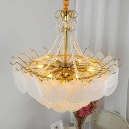 Europeisk Glass Pendellampe Postmodern Kamskjell Hengelampe