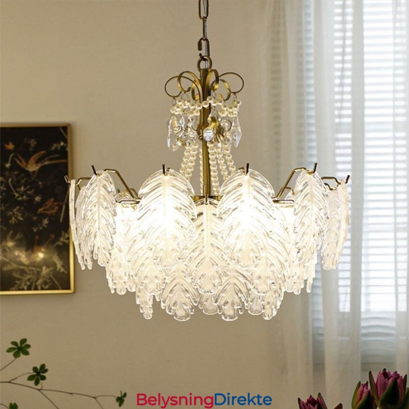 Elegant Glass Pendellampe Bladformet Hengelampe
