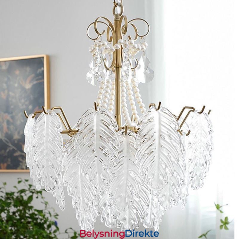 Elegant Glass Pendellampe Bladformet Hengelampe