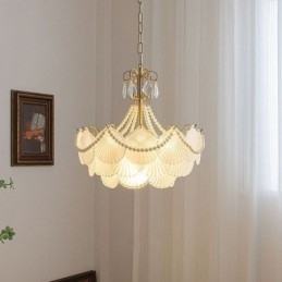 Europeisk Glassanhengslampe Elegant Kamskjellhengelampe