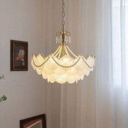 Europeisk Glassanhengslampe Elegant Kamskjellhengelampe
