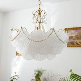 Europeisk Glassanhengslampe Elegant Kamskjellhengelampe