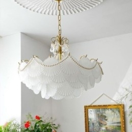 Europeisk Glassanhengslampe Elegant Kamskjellhengelampe