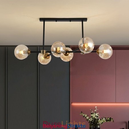 Moderne Glasstaklampe Med 6 Lys, Magic Bean-Lampe