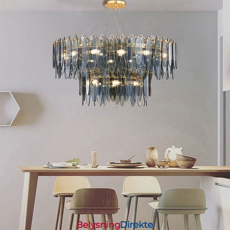 Moderne Rund Glassanhengslampe Elegant Glasslysekrone