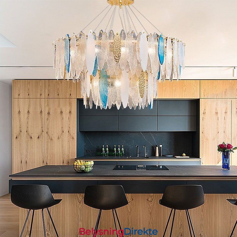 Moderne Rund Glassanhengslampe Elegant Glasslysekrone