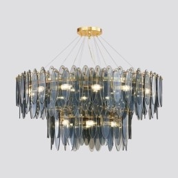 Moderne Rund Glassanhengslampe Elegant Glasslysekrone