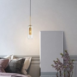 Nordisk Pendellampe I Klart Glass Unik, Innvendig, Hul Pendellampe I Messing
