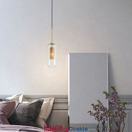 Nordisk Pendellampe I Klart Glass Unik, Innvendig, Hul Pendellampe I Messing