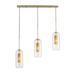 Nordisk Pendellampe I Klart Glass Unik, Innvendig, Hul Pendellampe I Messing