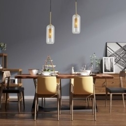 Nordisk Pendellampe I Klart Glass Unik, Innvendig, Hul Pendellampe I Messing