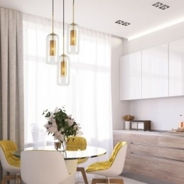 Nordisk Pendellampe I Klart Glass Unik, Innvendig, Hul Pendellampe I Messing