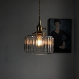Jelly Jar Pendellampe I Klart, Ribbet Glass Med Vribryter