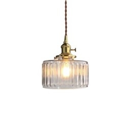 Jelly Jar Pendellampe I Klart, Ribbet Glass Med Vribryter