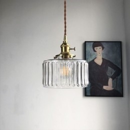 Jelly Jar Pendellampe I Klart, Ribbet Glass Med Vribryter