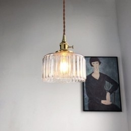 Jelly Jar Pendellampe I Klart, Ribbet Glass Med Vribryter