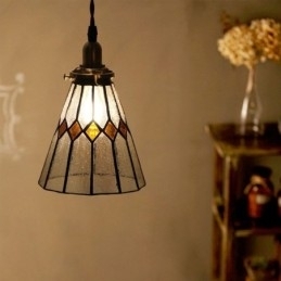 Rustikk Taklampe I Farget Glass